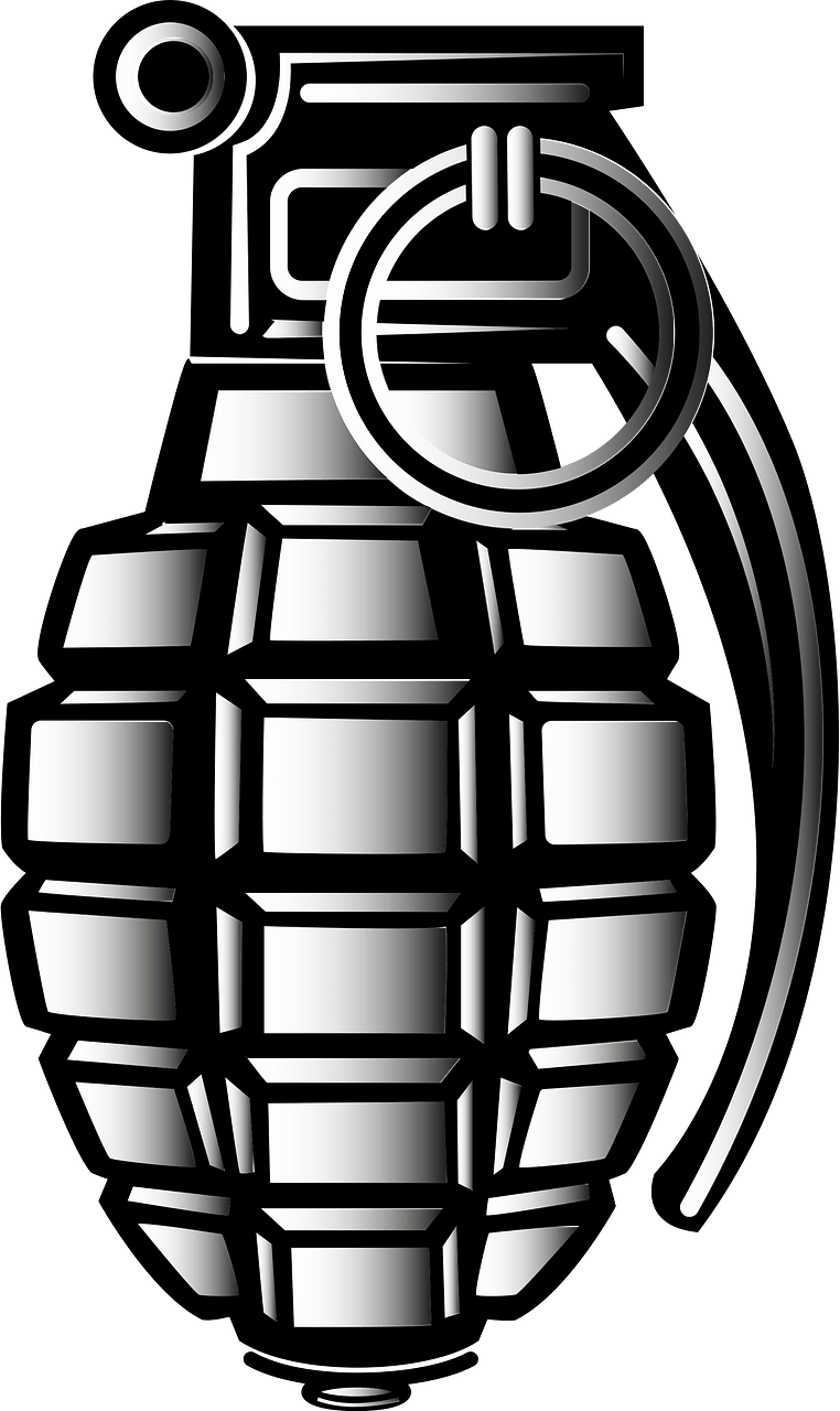 Hand grenade monochrome clip art