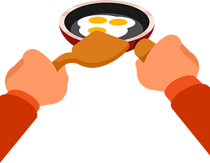 A pan with fried eggs