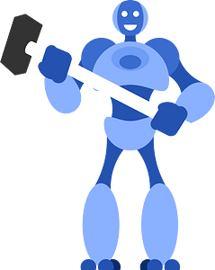 Robot holding a sledgehammer