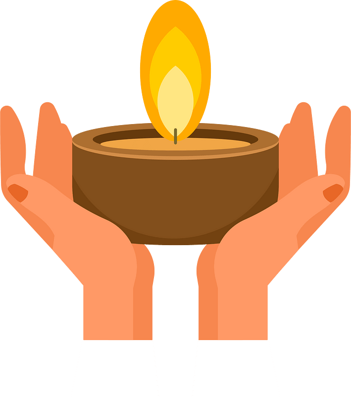 Hands lifting a candle