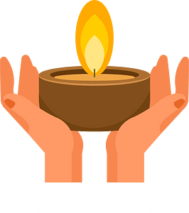 Hands lifting a candle