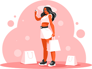 Girls with shopping bags takes a selfie