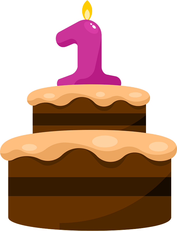 A cake with a candle number one