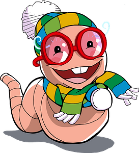 Worm wearing winter clothes