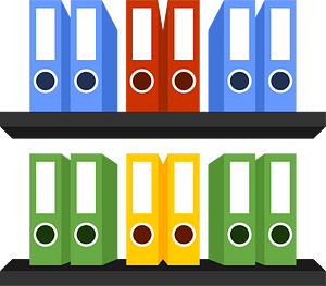 Shelves with folders
