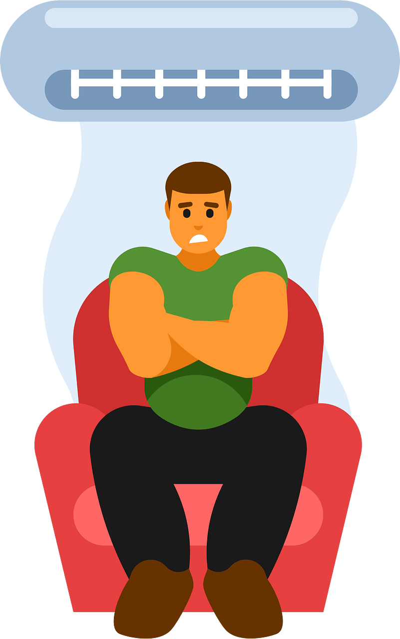 Man sitting under an air conditioner