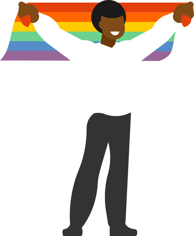 Black man holding the LGBT flag