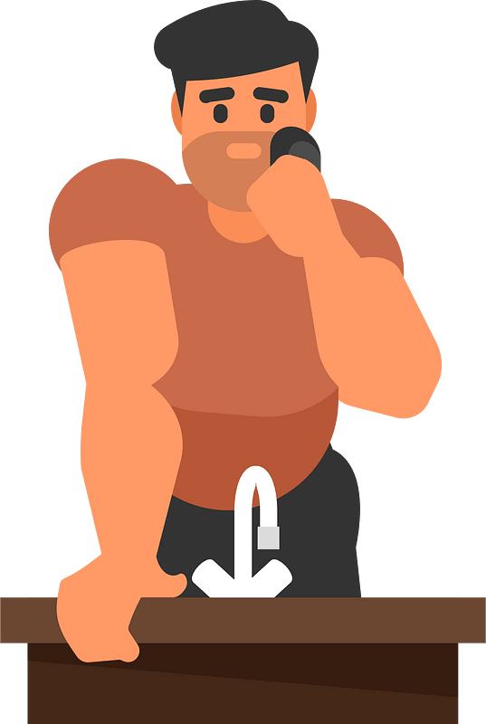Man shaving beard with a shaver