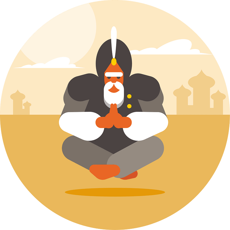 Oriental man meditates