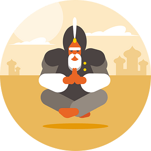 Oriental man meditates