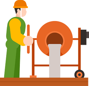 Worker pours cement