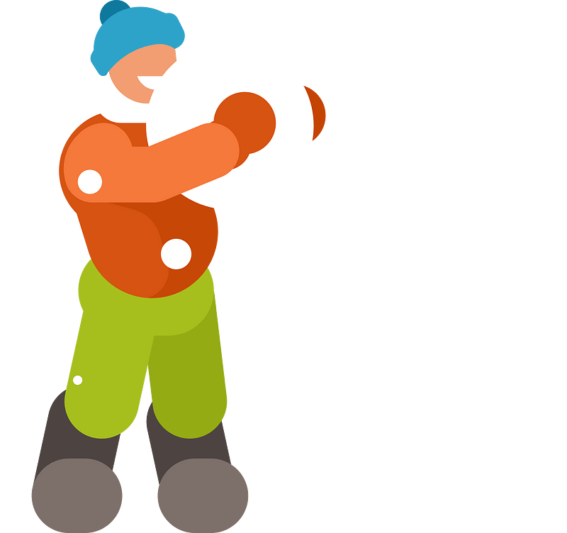 Young man making a snowman