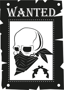 Wanted poster with a skull