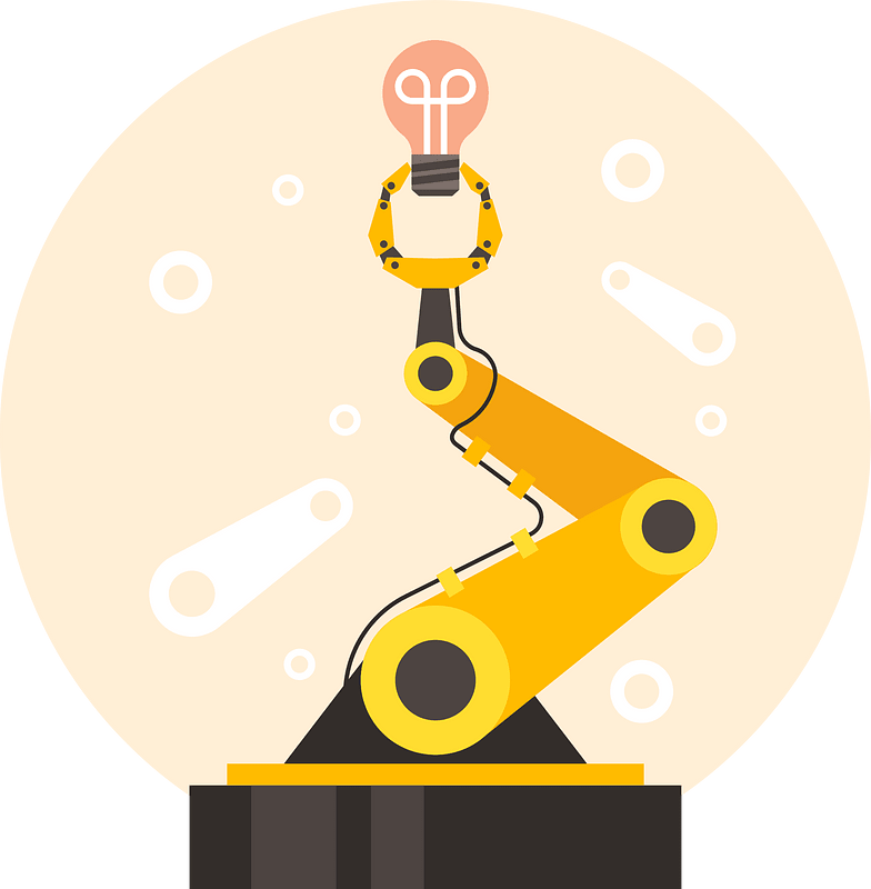 Robotic hand with a light bulb