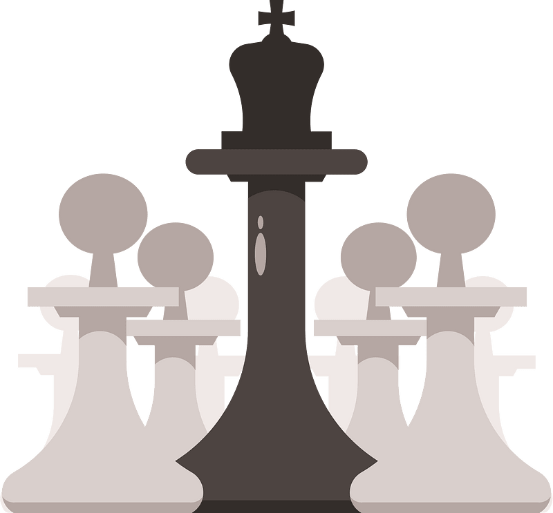 Queen surrounded by pawns