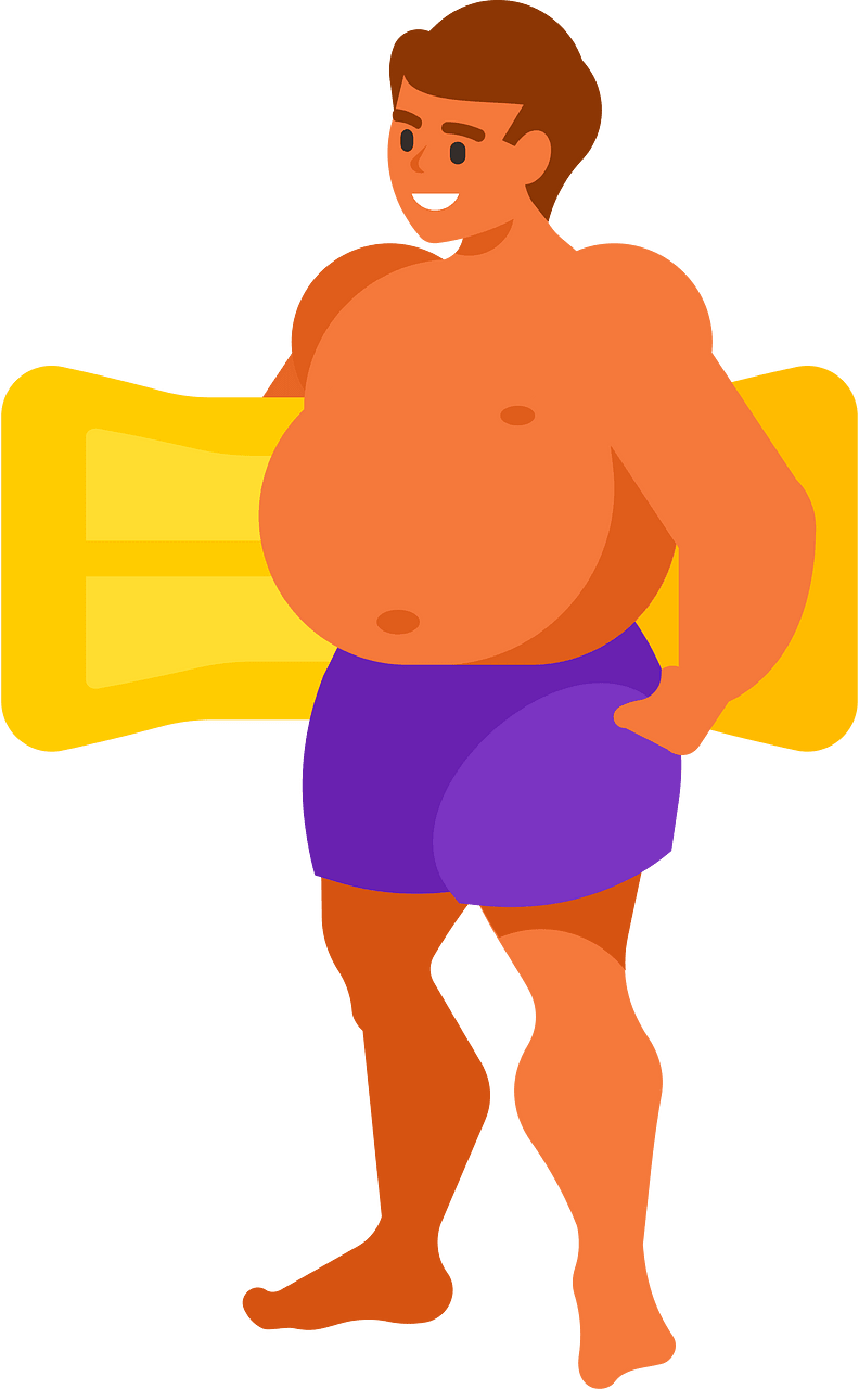Man with an inflatable mattress