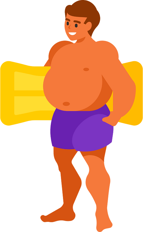 Man with an inflatable mattress