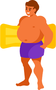 Man with an inflatable mattress