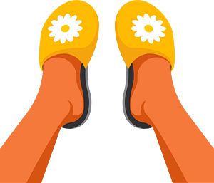 Feet in slippers