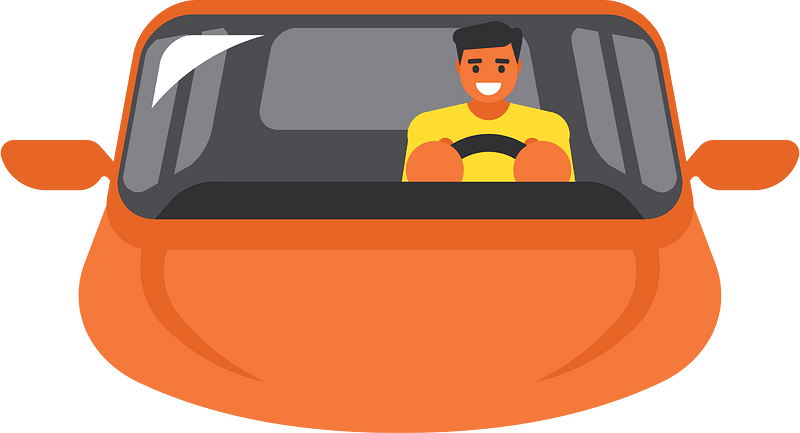 Driver driving a car