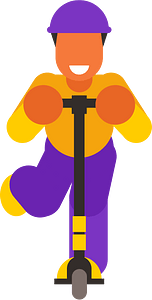 Teenager riding a kick scooter