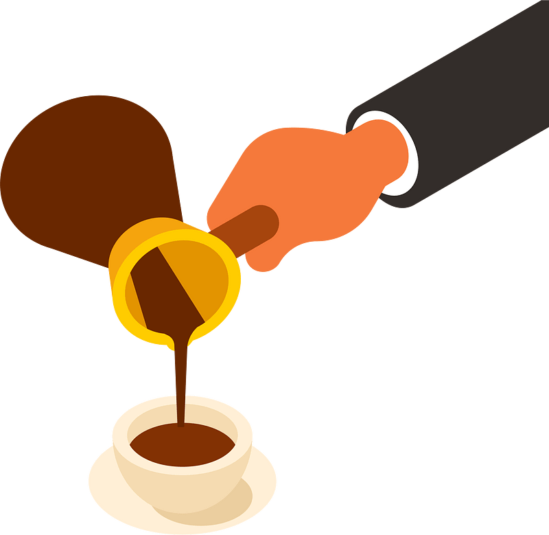 Hand pours coffee