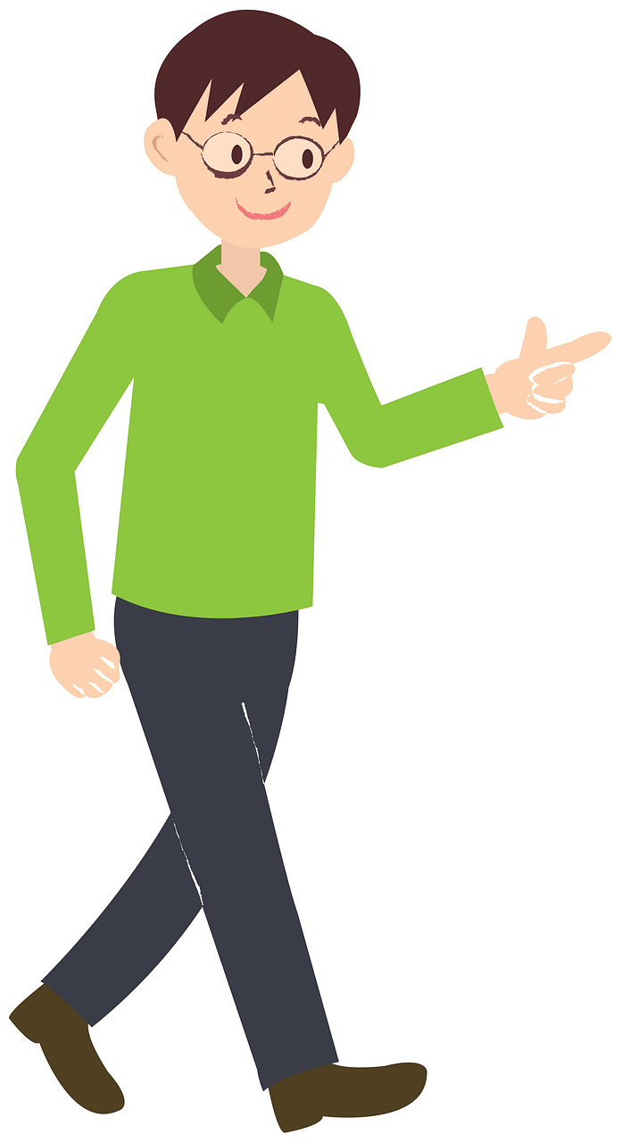 Man Walking and Pointing His Finger