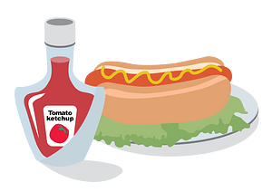 Hot Dog and a Ketchup Bottle