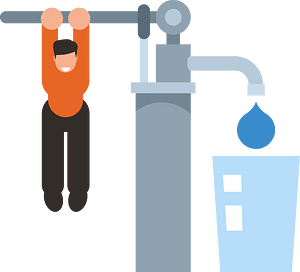 Water tap and a glass of water