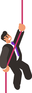 Businessman climbing a rock