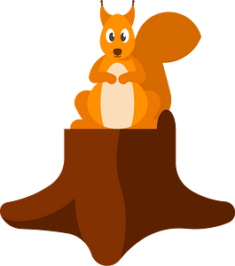 Squirrel on a tree stump