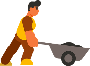 Gardener with a wheelbarrow