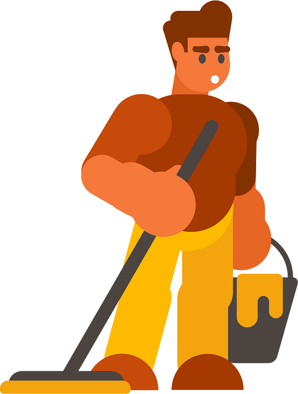 A cleaner with a bucket
