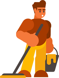 A cleaner with a bucket