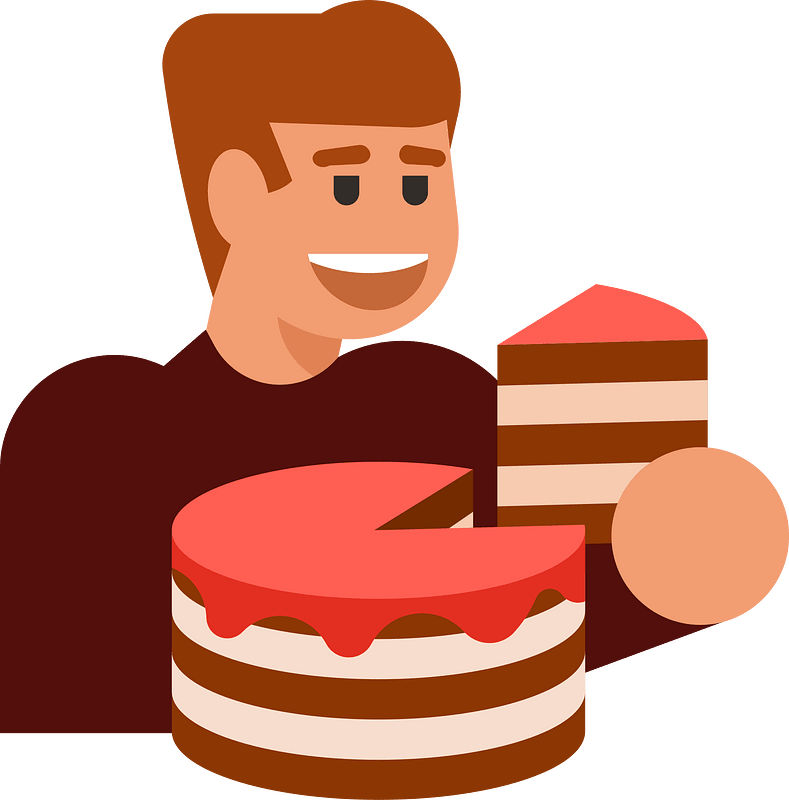 Boy is eating a cake