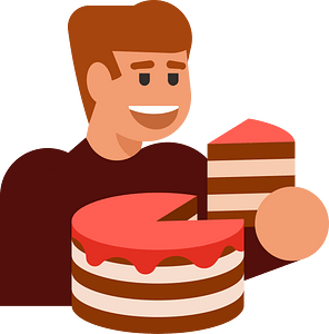 Boy is eating a cake