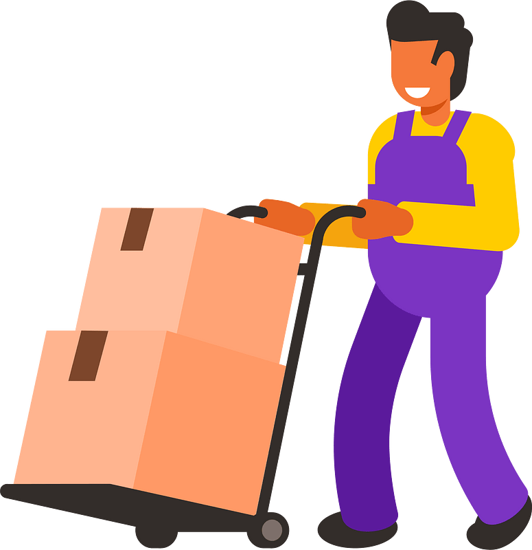 Warehouse worker moving boxes