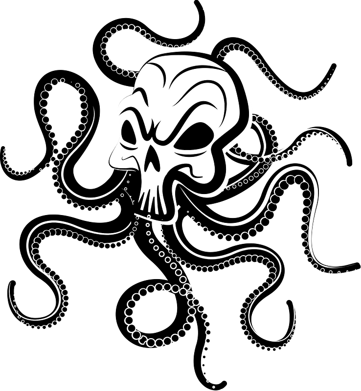 Octopus with a skull