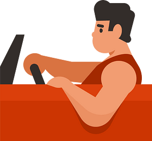 Man drives an automobile