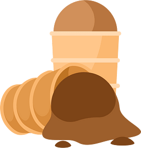 Chocolate ice cream in cones
