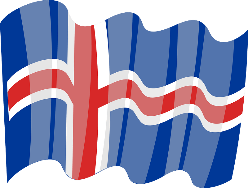 Waving flag of Iceland