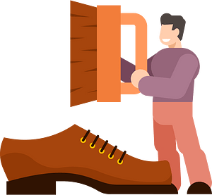 Man polishes shoes