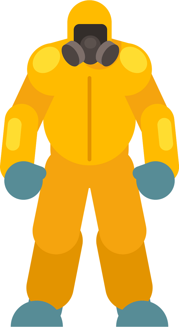 Man wearing protective suit