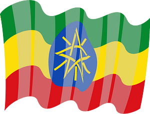 Waving flag of Ethiopia