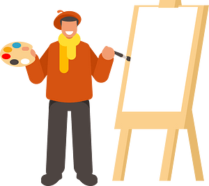 Painter in the studio
