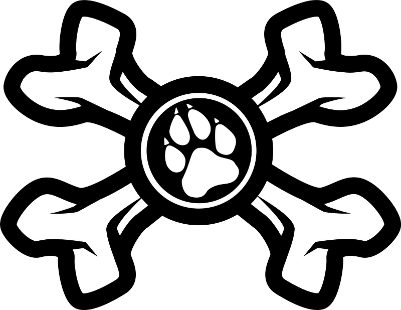 Bones and paw silhouette