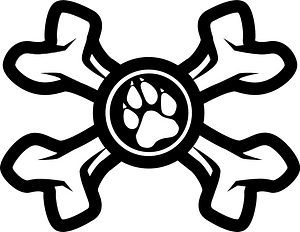 Bones and paw silhouette