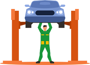 Mechanic repairs a car