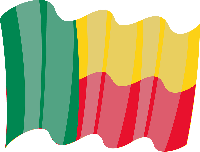 Waving flag of Benin