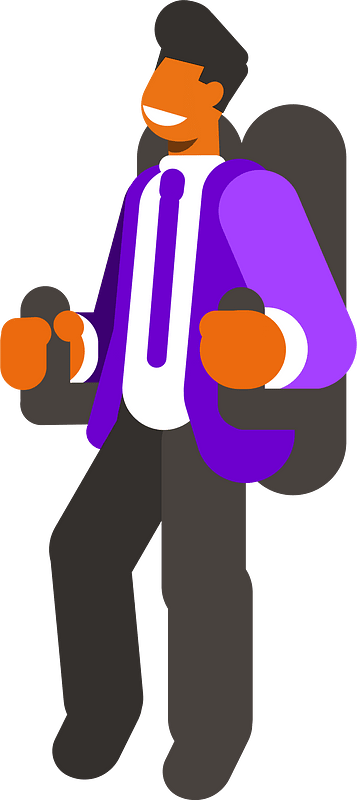 Businessman flying with a jet pack